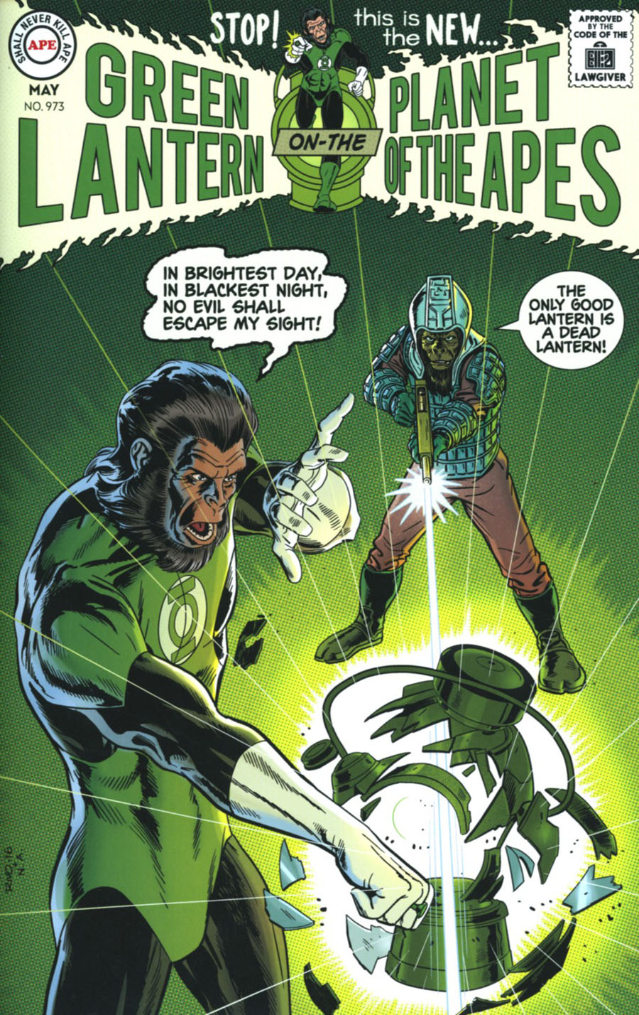 Planet Of The Apes Green Lantern #3 Cover D Incentive Paul Rivoche Classic Virgin Variant Cover