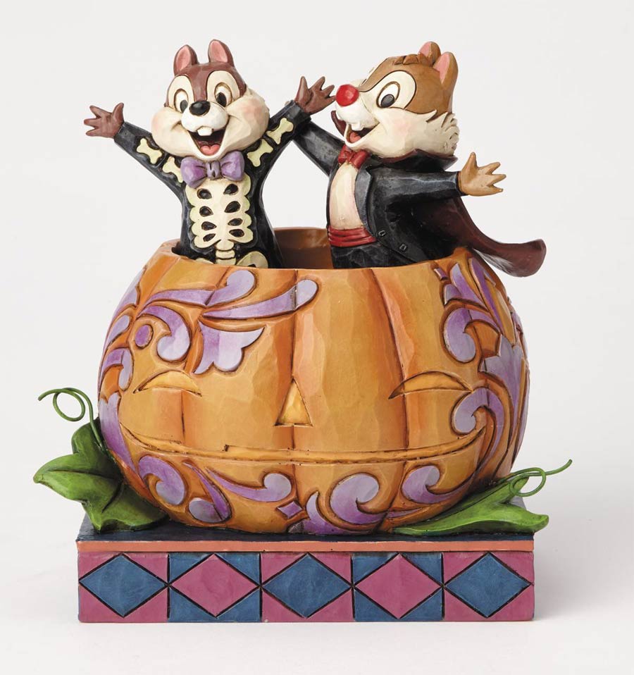 Disney Traditions Chip & Dale In Pumpkin Figurine