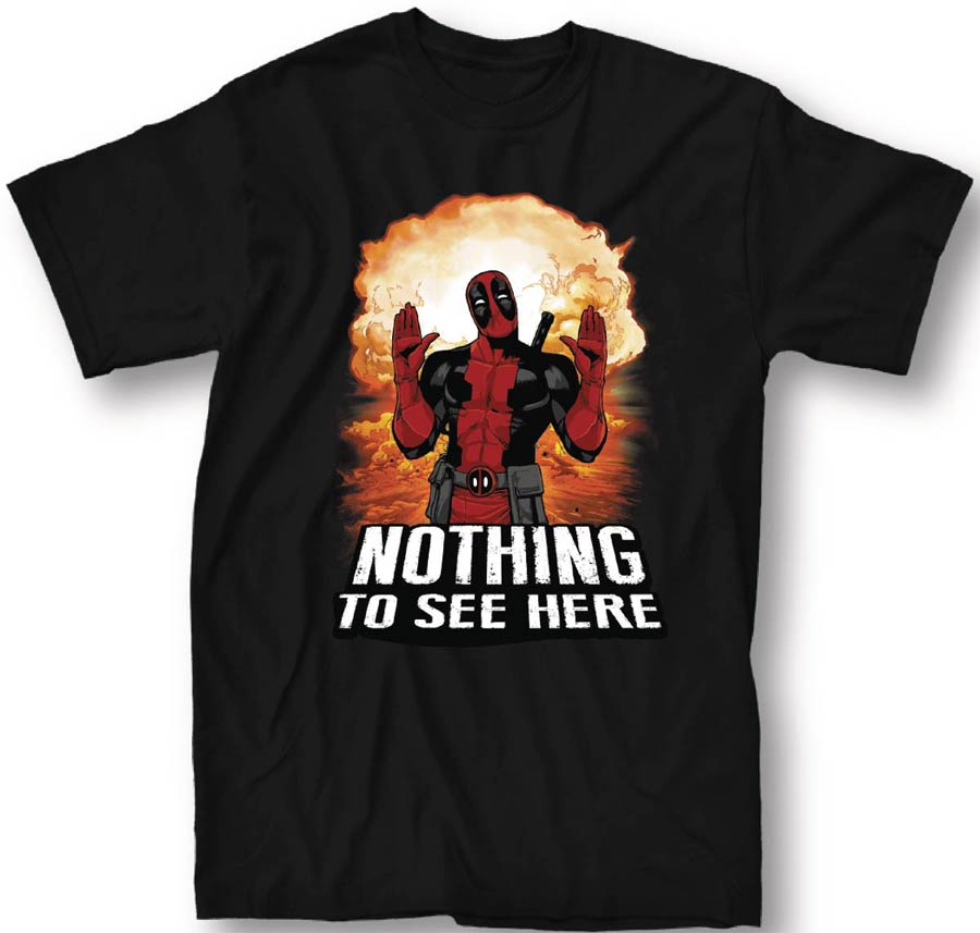 Deadpool Nothing To See Here Black T-Shirt Large