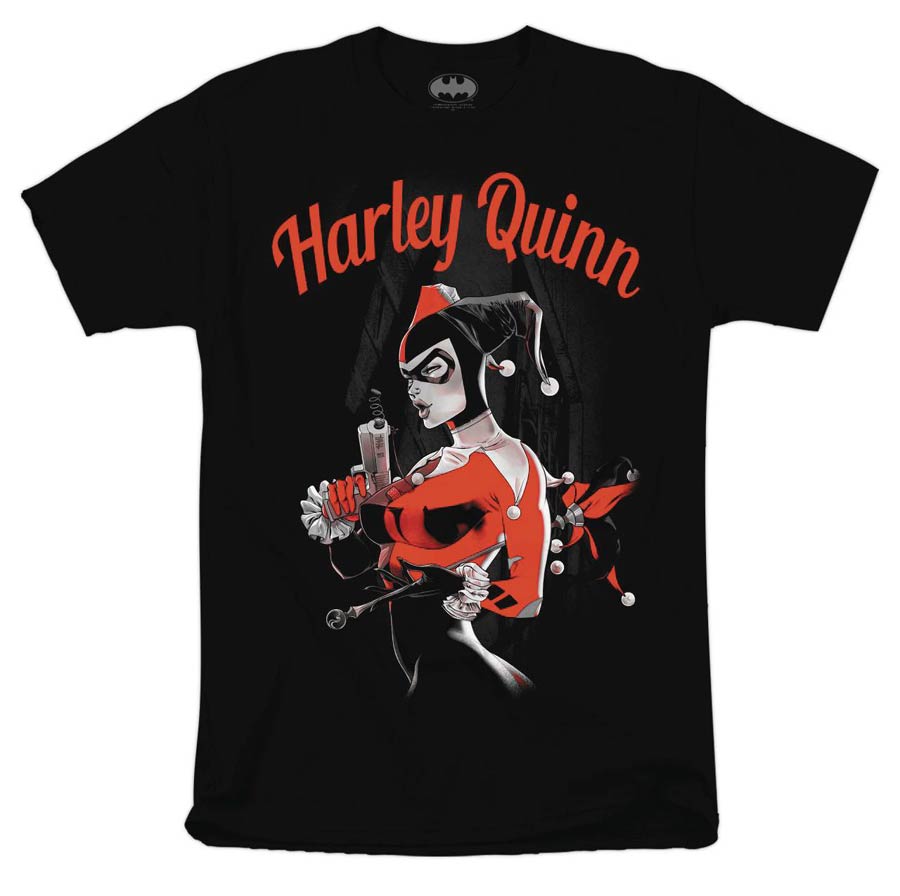 Harley Quinn Spring Gun Previews Exclusive Black T-Shirt Large