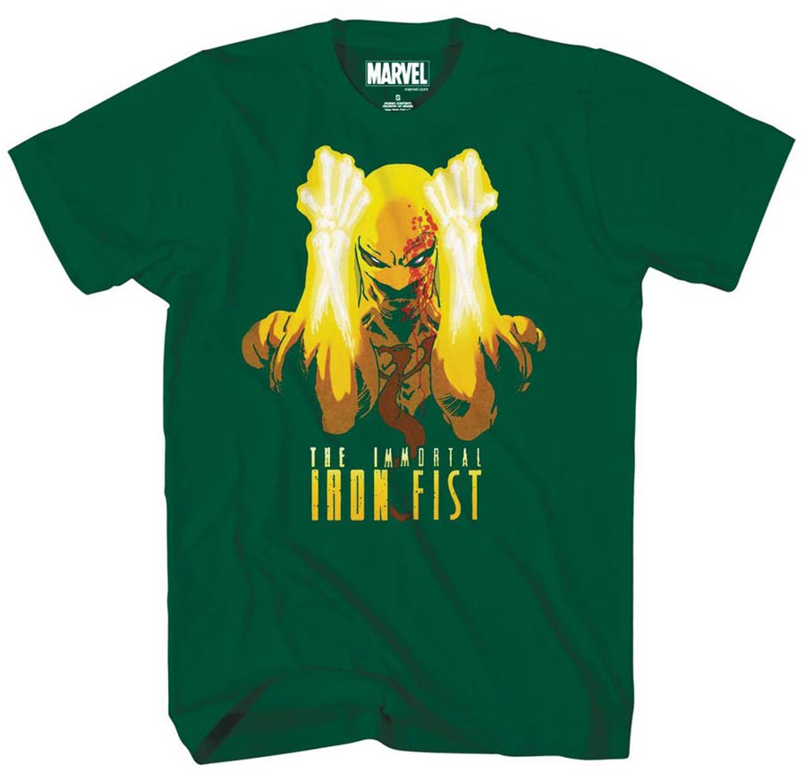 Marvel Fists A-Flame Forest Green T-Shirt Large