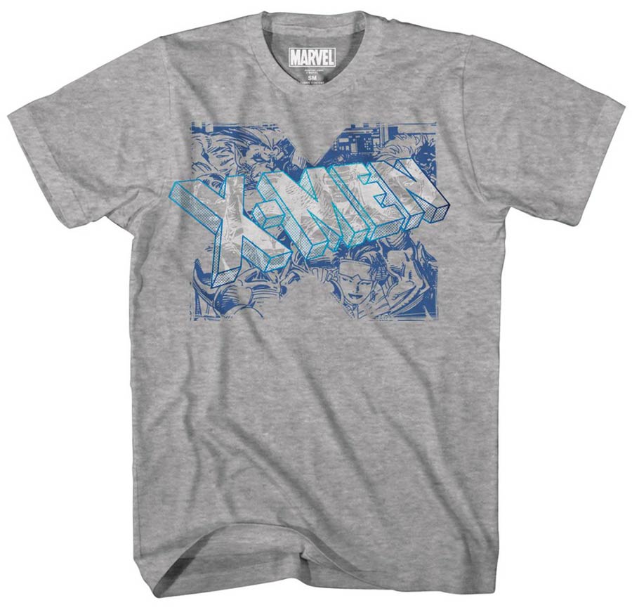 X-Men Blue Team Blue Foil Heather Grey T-Shirt Large
