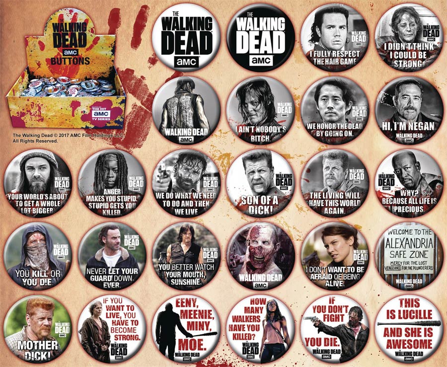 Walking Dead Button 144-Piece Assortment Case