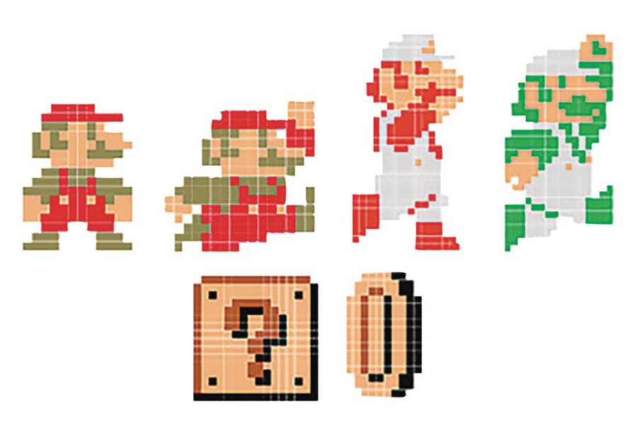 Super Mario Bros 8-Bit Art Wall Art 6-Piece Assortment Case