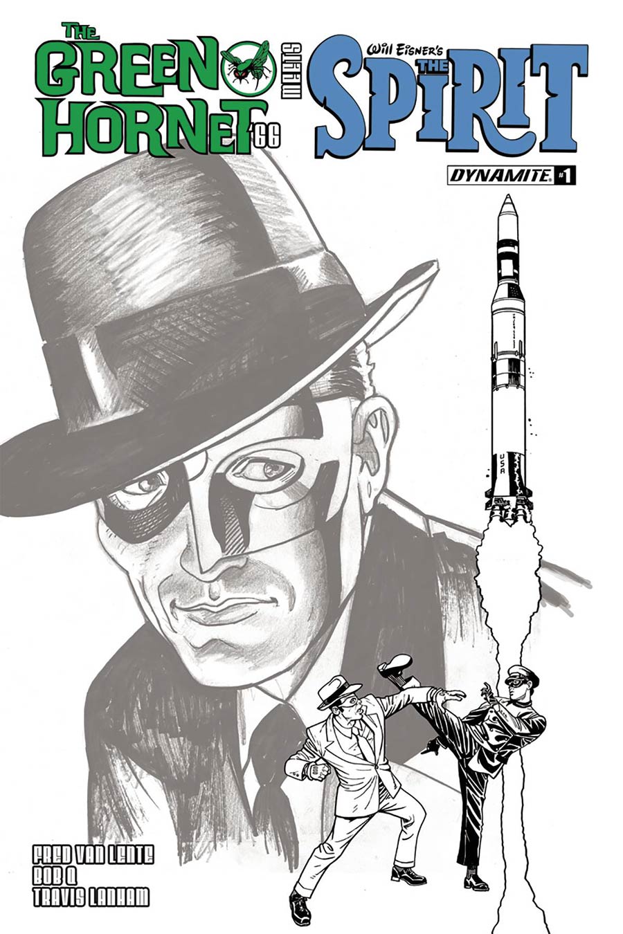 Green Hornet 66 Meets The Spirit #1 Cover D Incentive Ty Templeton Black & White Cover