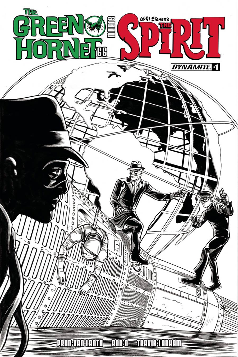 Green Hornet 66 Meets The Spirit #1 Cover E Incentive Mike Allred & Laura Allred Black & White Cover