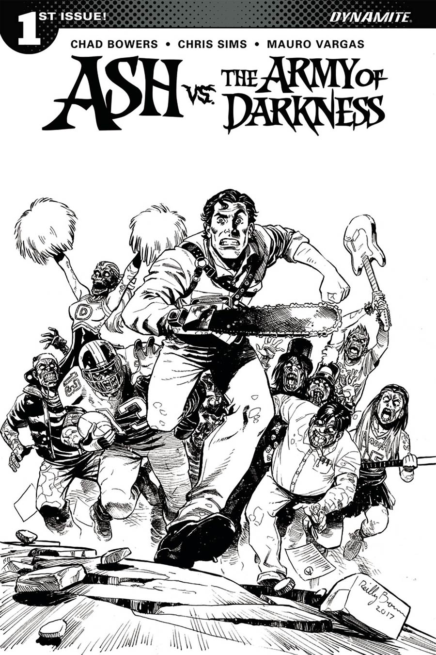 Ash vs The Army Of Darkness #1 Cover F Incentive Reilly Brown Black & White Cover