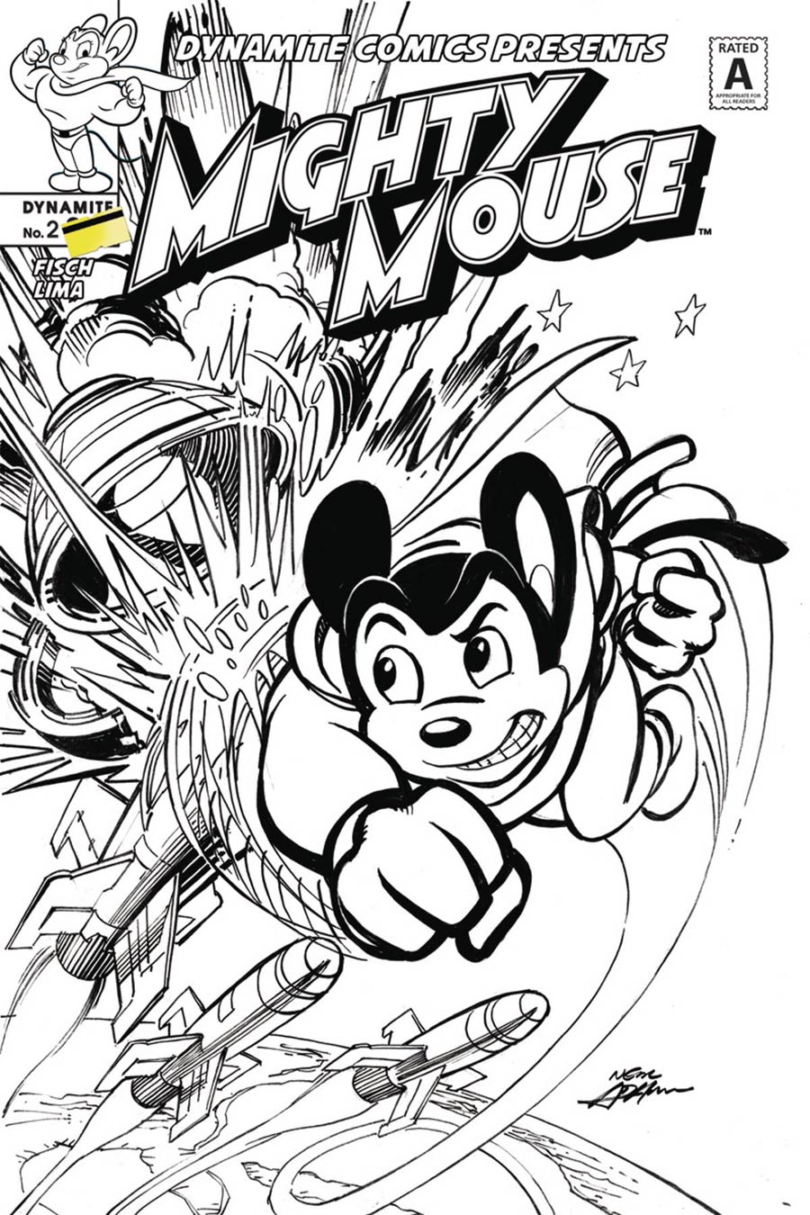 Mighty Mouse Vol 5 #2 Cover C Incentive Neal Adams Black & White Cover