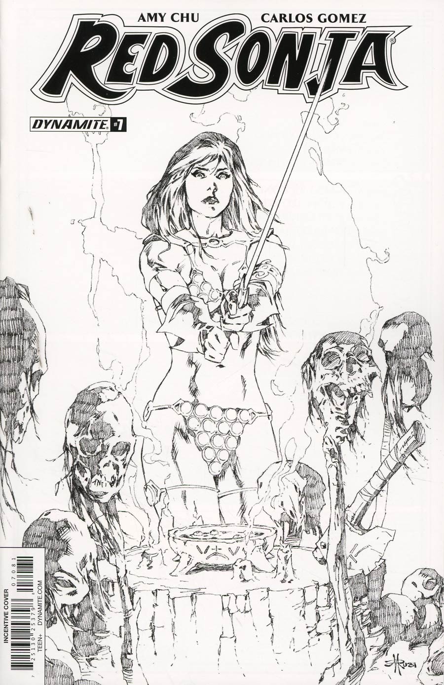 Red Sonja Vol 7 #7 Cover H Incentive Mel Rubi Black & White Cover