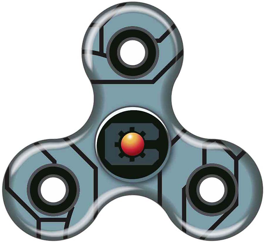 Cyborg Symbol Greys / Red Plastic Tri-Fidget Spinner Toy