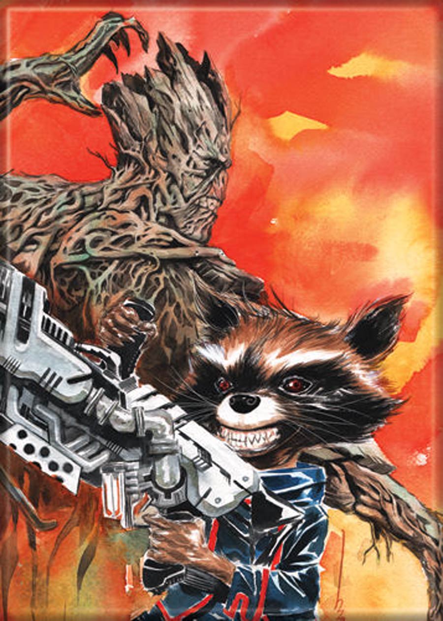 Marvel Comics 2.5x3.5-inch Magnet - Guardians Of The Galaxy Rocket And Groot On Orange (72503MV)