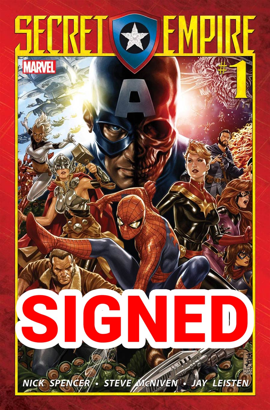 Secret Empire #1 Cover K Regular Mark Brooks Cover Signed By Nick Spencer