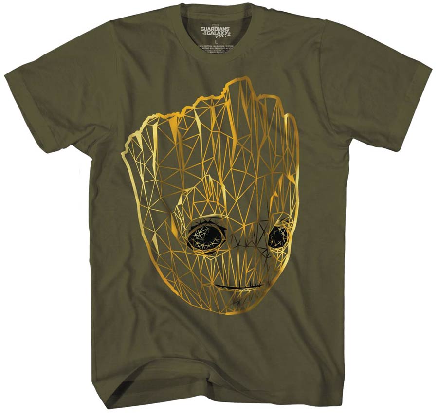 Guardians Of The Galaxy Groot Line Military Green Glow-In-The-Dark T-Shirt Large