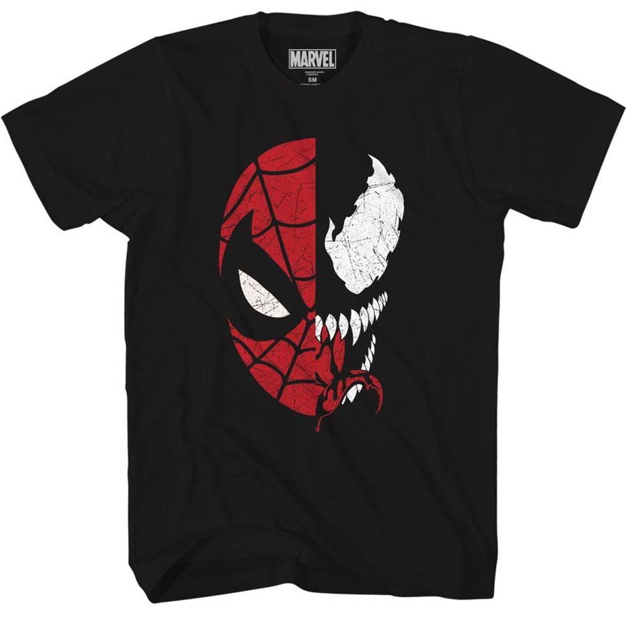Marvel Spidey Venom Split Black T-Shirt Large