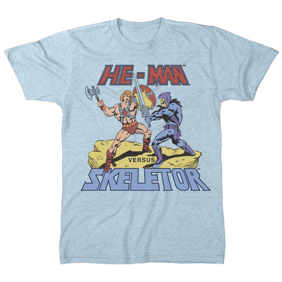 Masters Of The Universe He-Man vs Skeletor Sky Blue T-Shirt Large