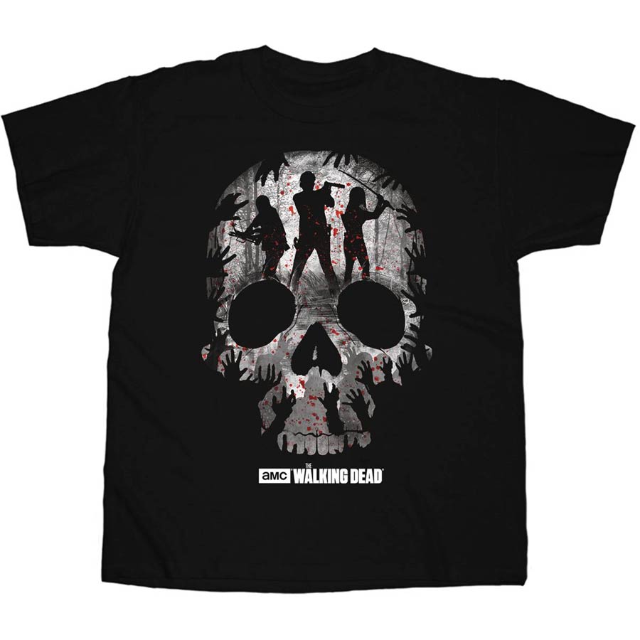 Walking Dead Skull Montage Black T-Shirt Large