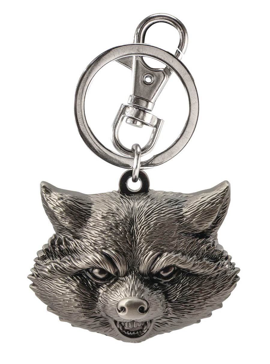 Marvel Rocket Raccoon Head Pewter Keyring 6-Piece Bag