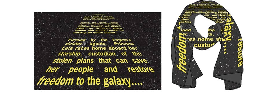 Star Wars Episode IV A New Hope Opening Crawl 40th Anniversary Previews Exclusive Glow-In-The-Dark Scarf With Lapel Pin