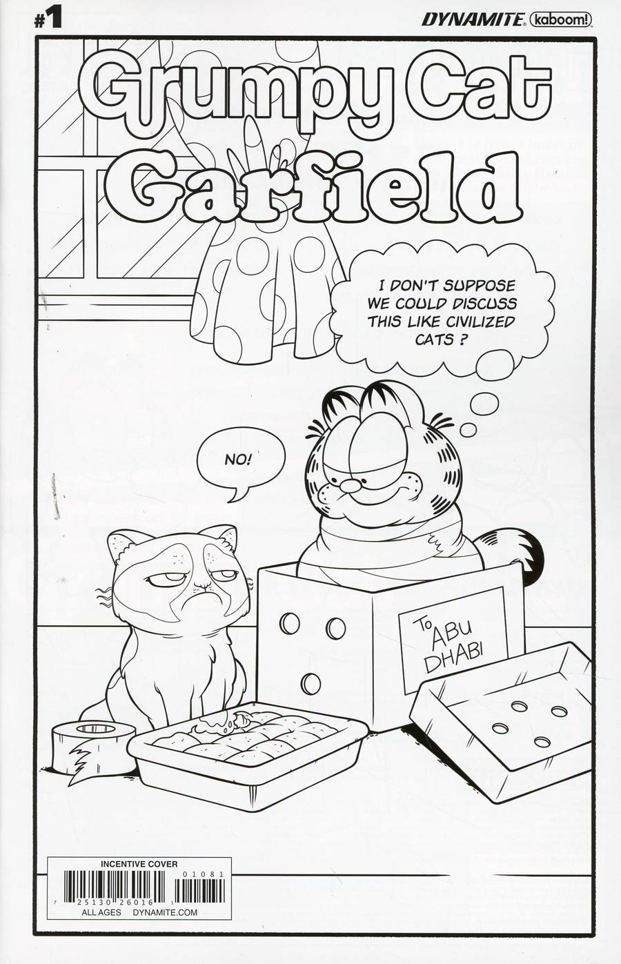 Grumpy Cat Garfield #1 Cover H Incentive Phil Murphy Comic Strip Black & White Cover