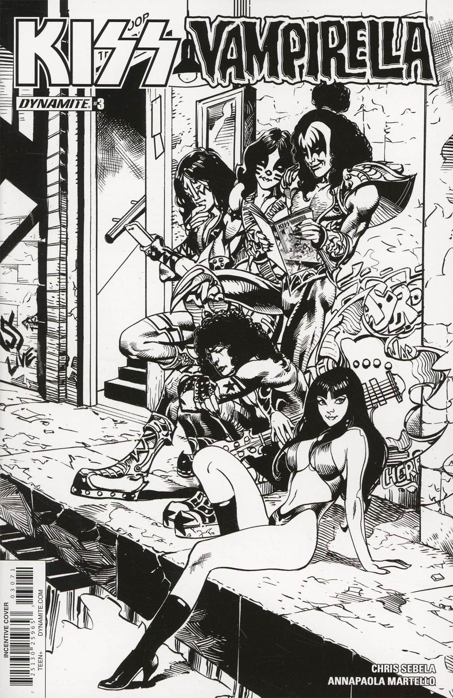 KISS Vampirella #3 Cover G Incentive Roberto Castro Black & White Cover