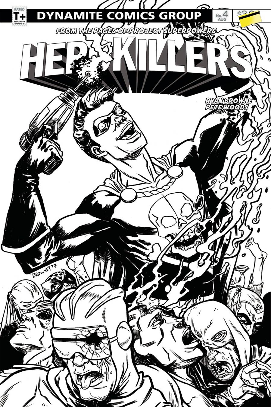 Project Superpowers Hero Killers #4 Cover C Incentive Ryan Browne Black & White Cover