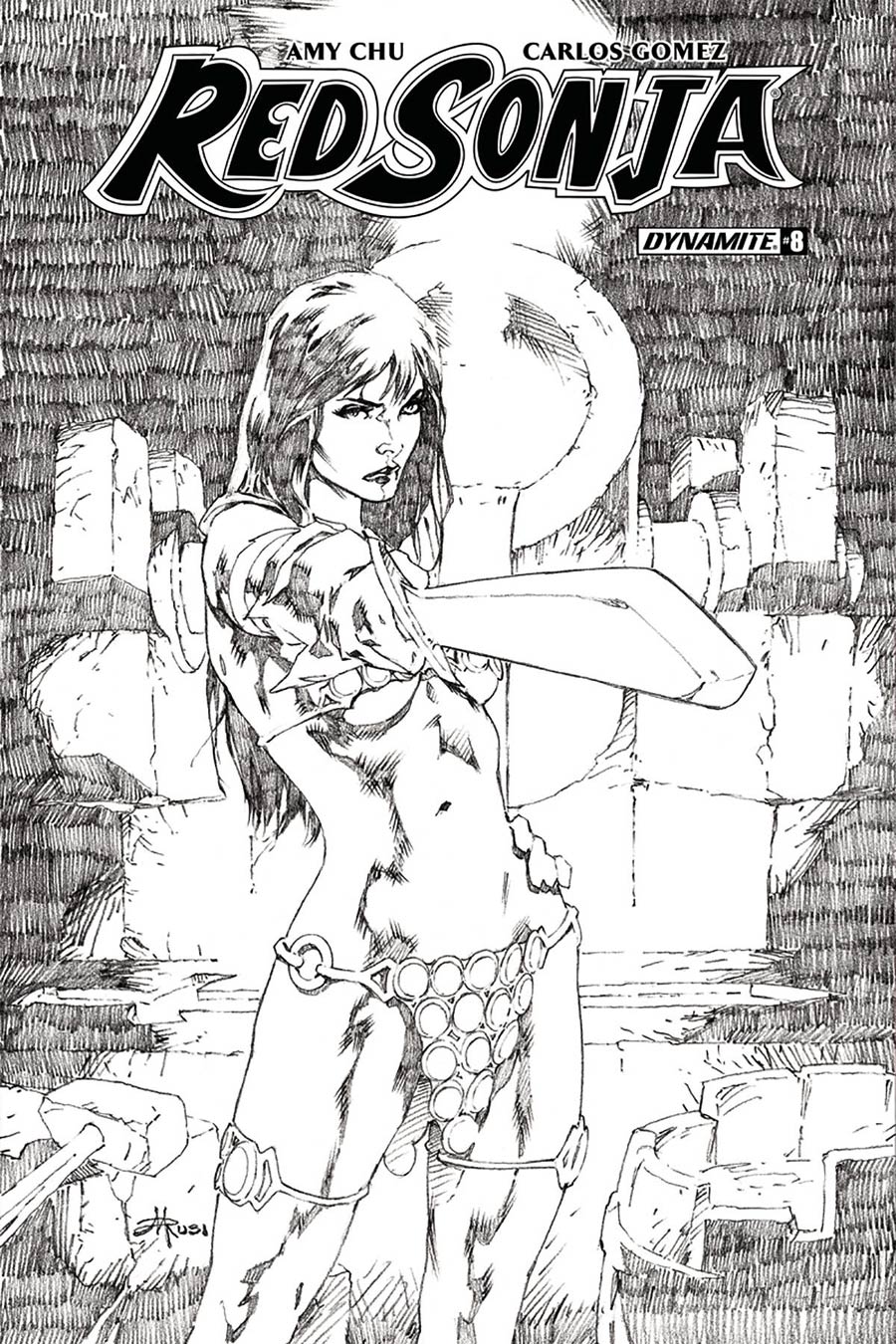 Red Sonja Vol 7 #8 Cover H Incentive Mel Rubi Black & White Cover