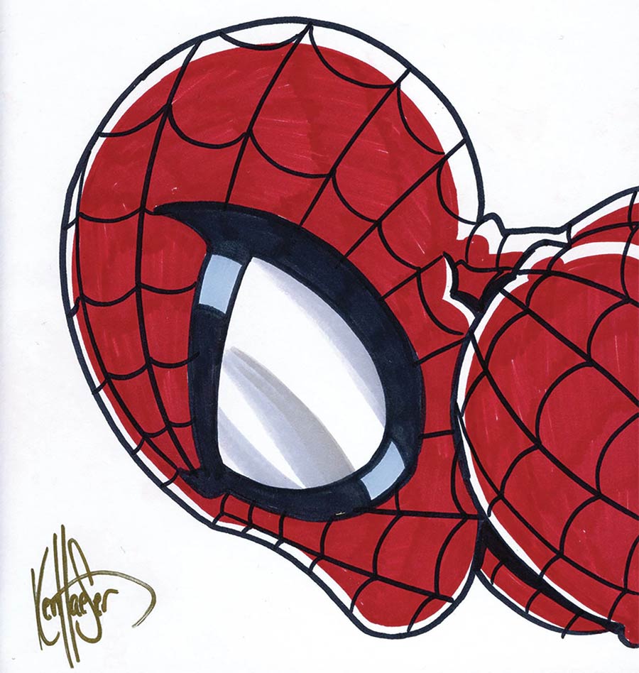 Peter Parker Spectacular Spider-Man #1 Cover N DF Signed & Remarked With A Spidey Hand-Drawn Sketch By Ken Haeser