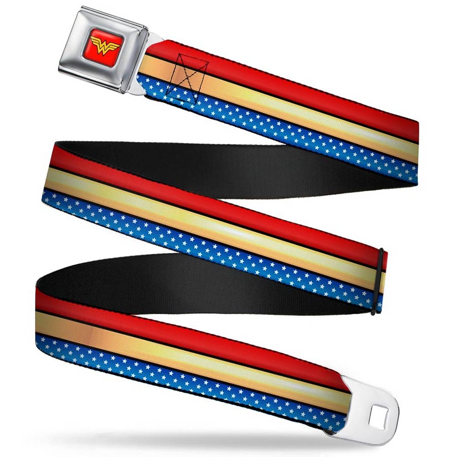 DC Comics Seatbelt-Style Belt 24-38 Inches - Wonder Woman Costume Color Stripes