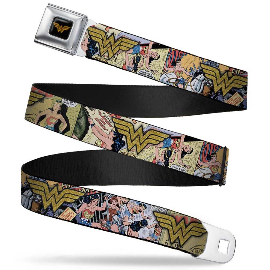 DC Comics Seatbelt-Style Belt 24-38 Inches - Wonder Woman Classic Comic Print