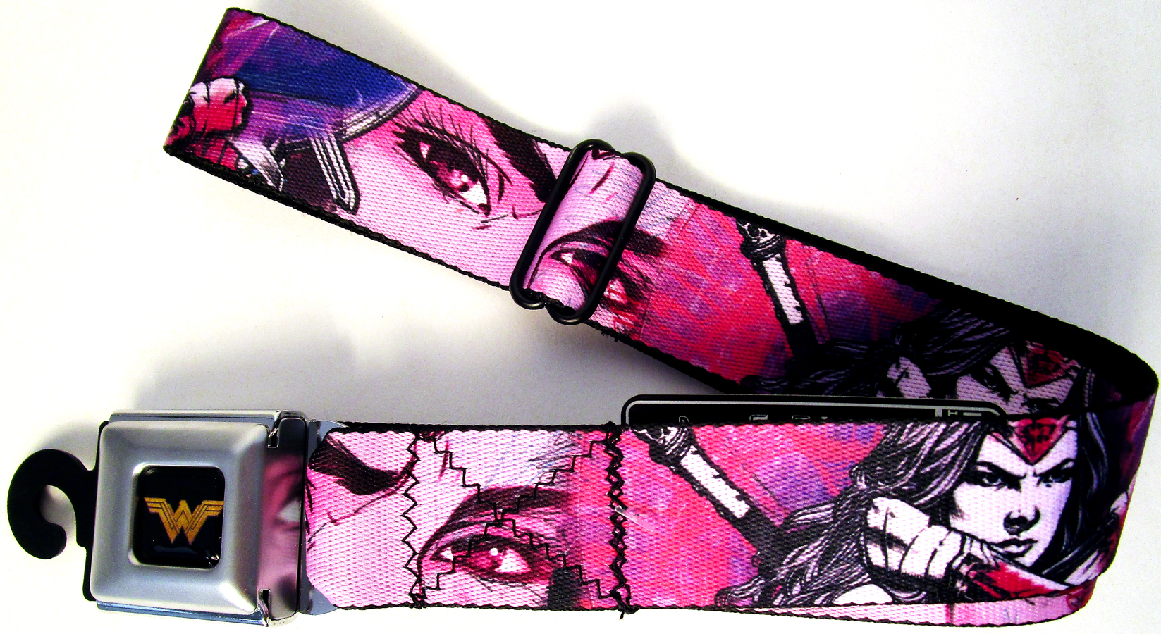 DC Comics Seatbelt-Style Belt 24-38 Inches - Wonder Woman Movie Eyes And Bracelets