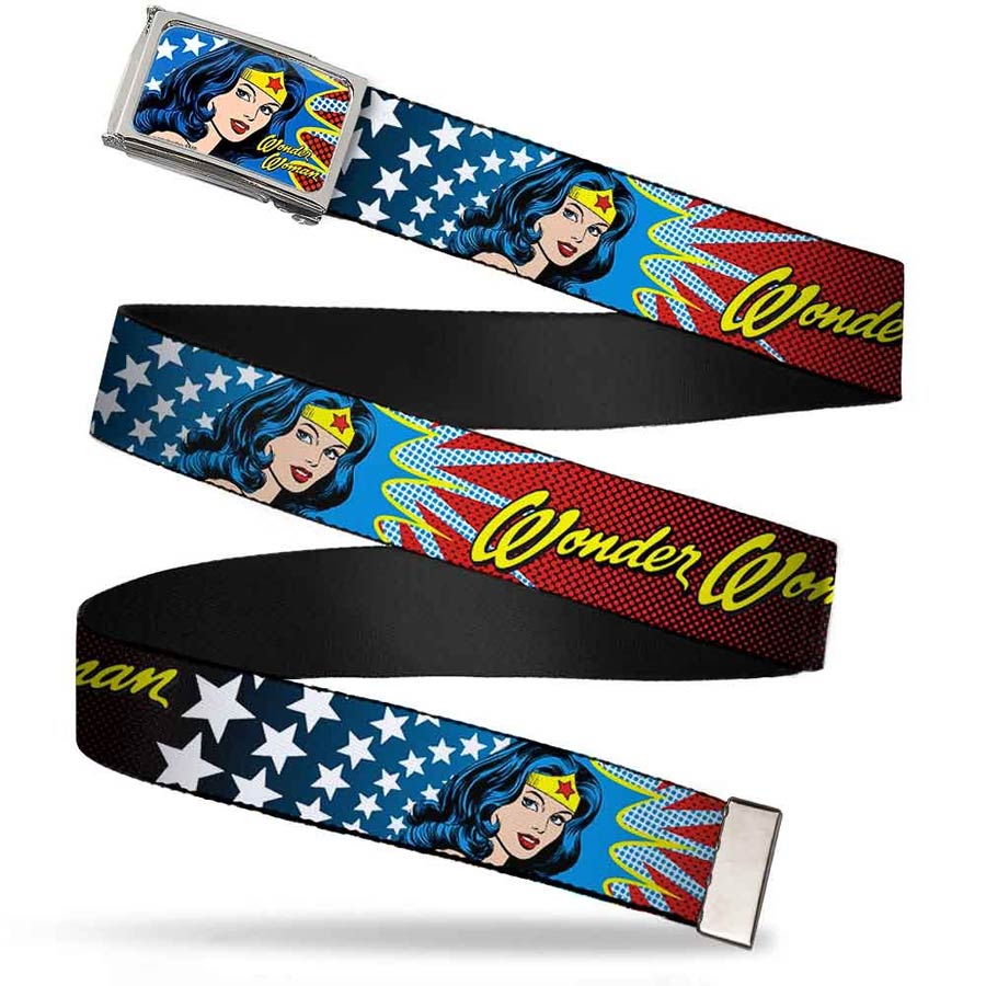 DC Comics 1.5-Inch Gloss Web Belt - Wonder Woman Stars And Logo