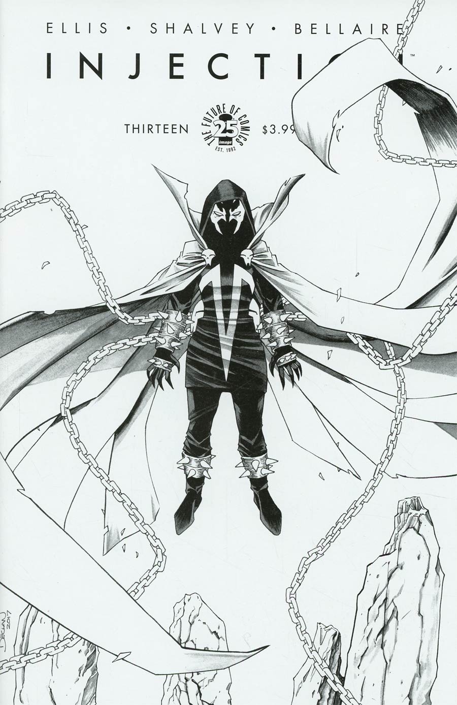 Injection #13 Cover D Variant Declan Shalvey Spawn Month Black & White Cover
