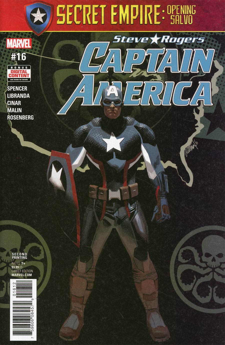 Captain America Steve Rogers #16 Cover C 2nd Ptg Daniel Acuna Variant Cover (Secret Empire Prelude)