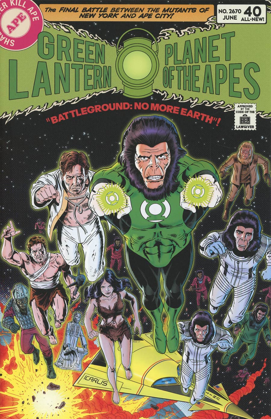 Planet Of The Apes Green Lantern #5 Cover D Incentive Paul Rivoche Classic Virgin Variant Cover