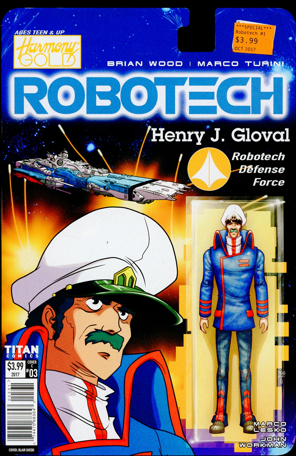 Robotech Vol 3 #3 Cover C Variant Blair Shedd Action Figure Cover