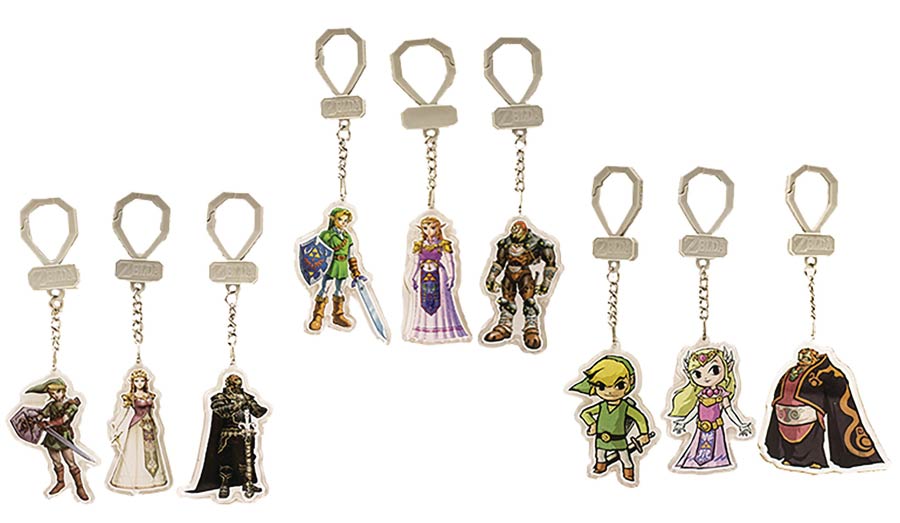 Nintendo Legend Of Zelda 2D Laser Cut Keychain Blind Mystery Box 24-Piece Display