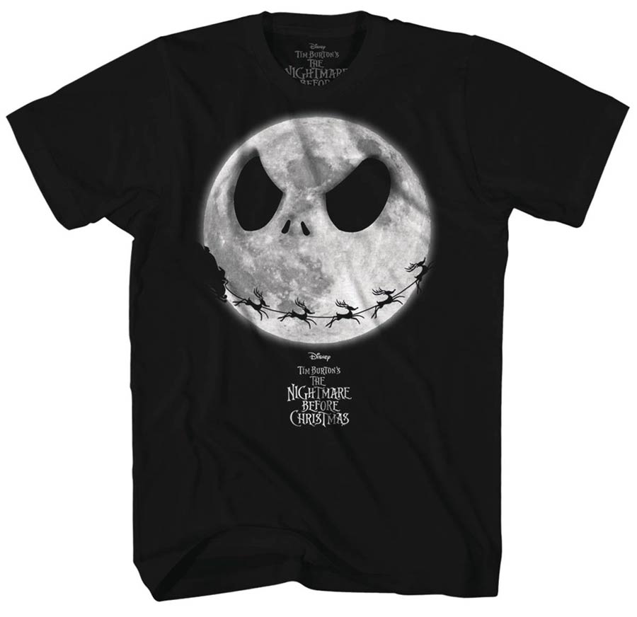 Nightmare Before Christmas Jack Moon Black T-Shirt Large