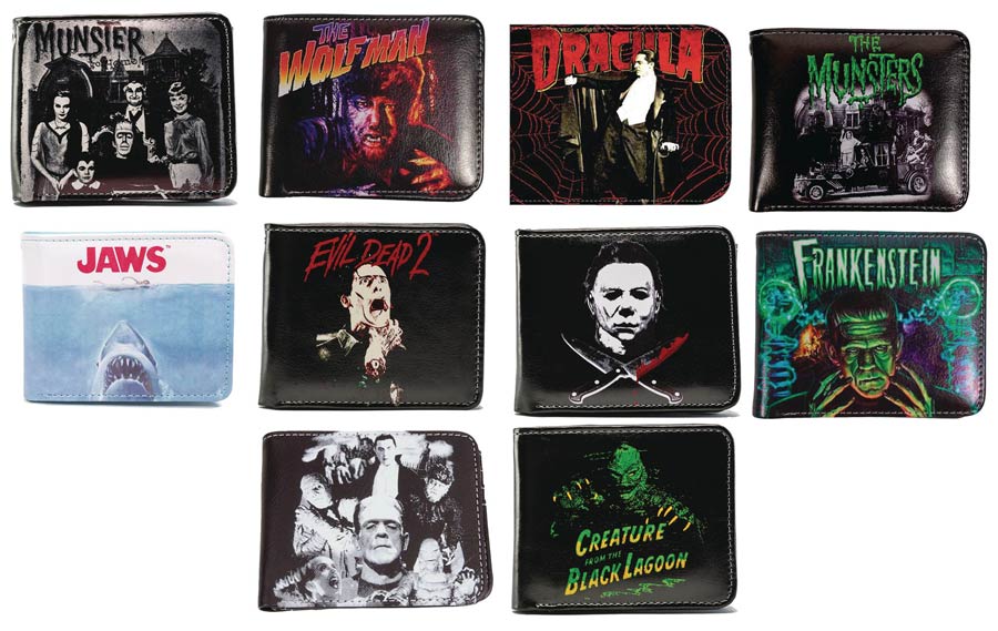 Classic Horror Mens Bi-Fold Wallet 12-Piece Assortment Case