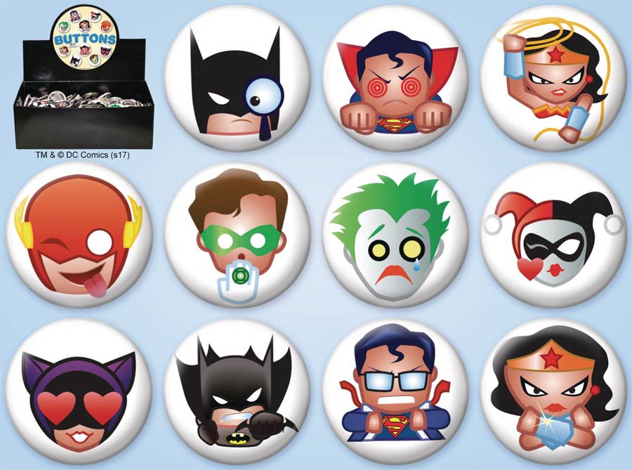 DC Comics Emoji Button 144-Piece Assortment Case