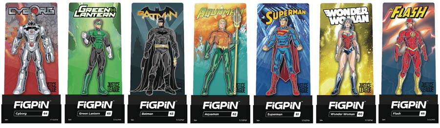 Justice League FigPin Enamel Figure Pin 9-Piece Assortment Case
