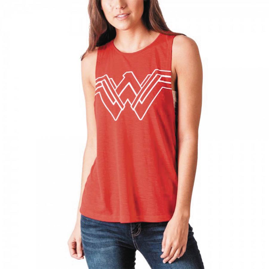 Wonder Woman Cut-Out Red Juniors Tank T-Shirt Large