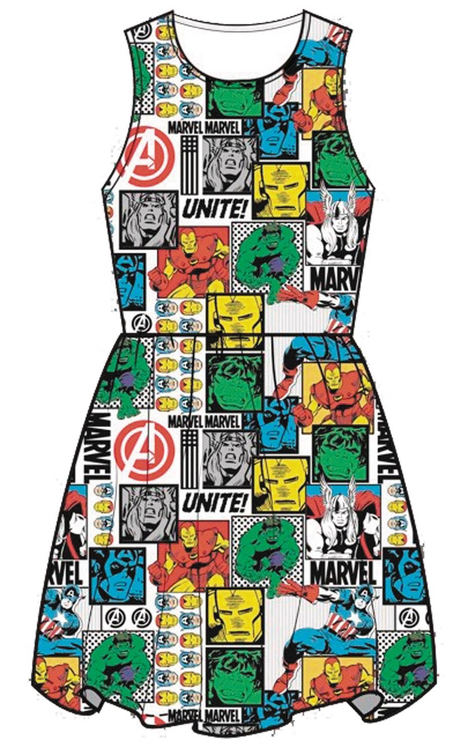 Marvel Comic Pop White Dress Large