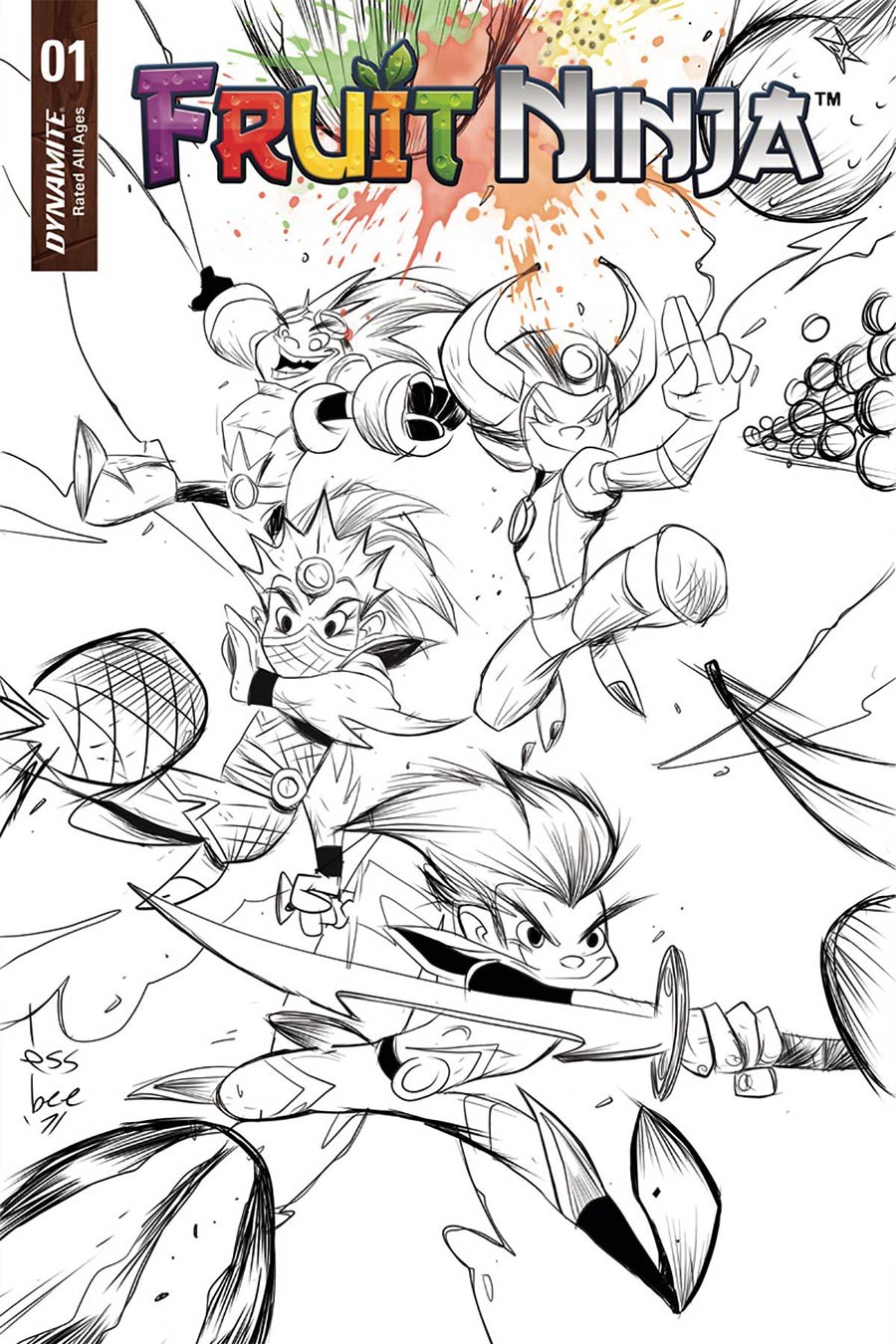 Fruit Ninja #1 Cover C Incentive Scott Brown Black & White Cover