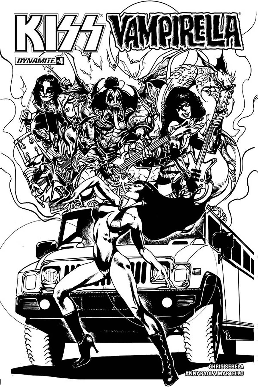 KISS Vampirella #4 Cover G Incentive Roberto Castro Black & White Cover