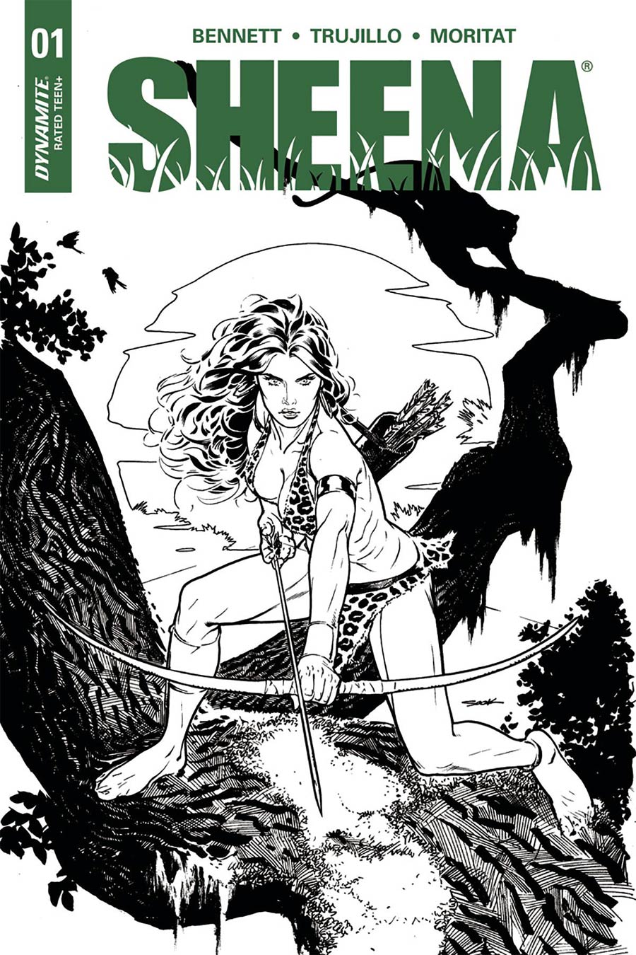 Sheena Vol 4 #1 Cover I Incentive Ryan Sook Black & White Cover