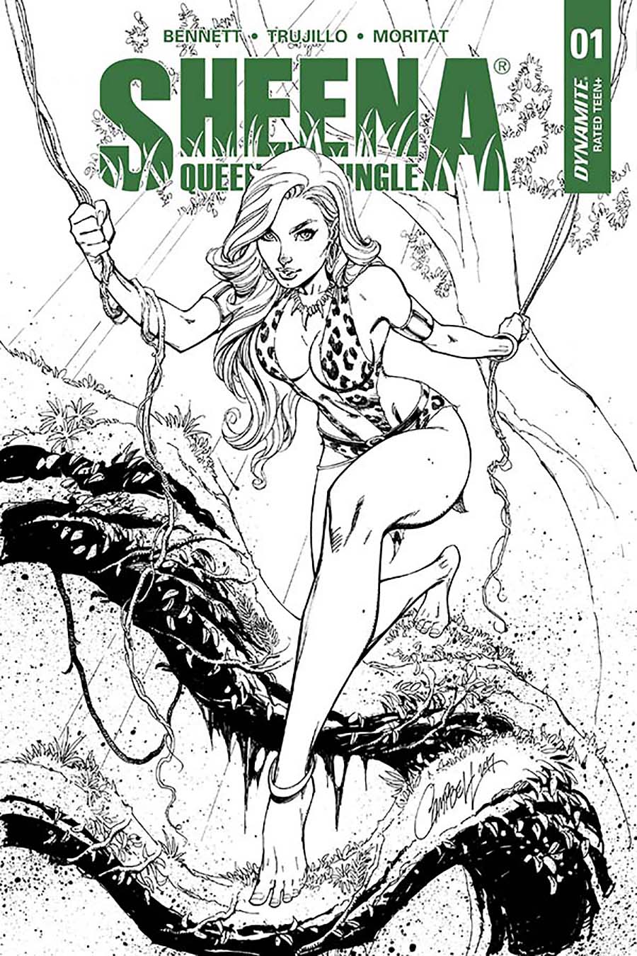 Sheena Vol 4 #1 Cover J Incentive J Scott Campbell Black & White Cover