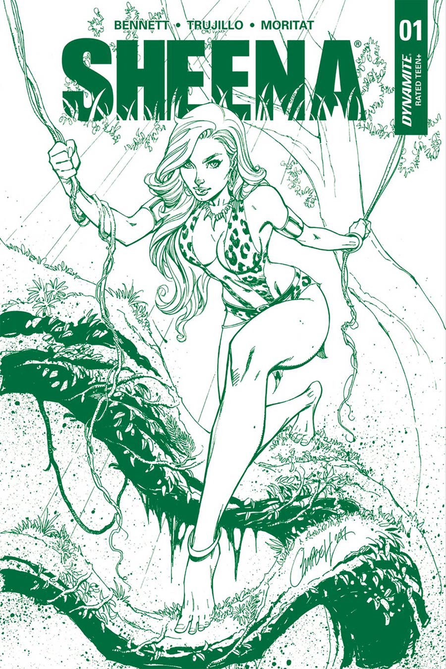 Sheena Vol 4 #1 Cover M Limited J Scott Campbell Jungle Green Premium Edition