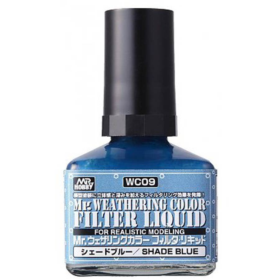 Mr. Weathering Color Paint - WC09 Filter Liquid Shade Blue Bottle