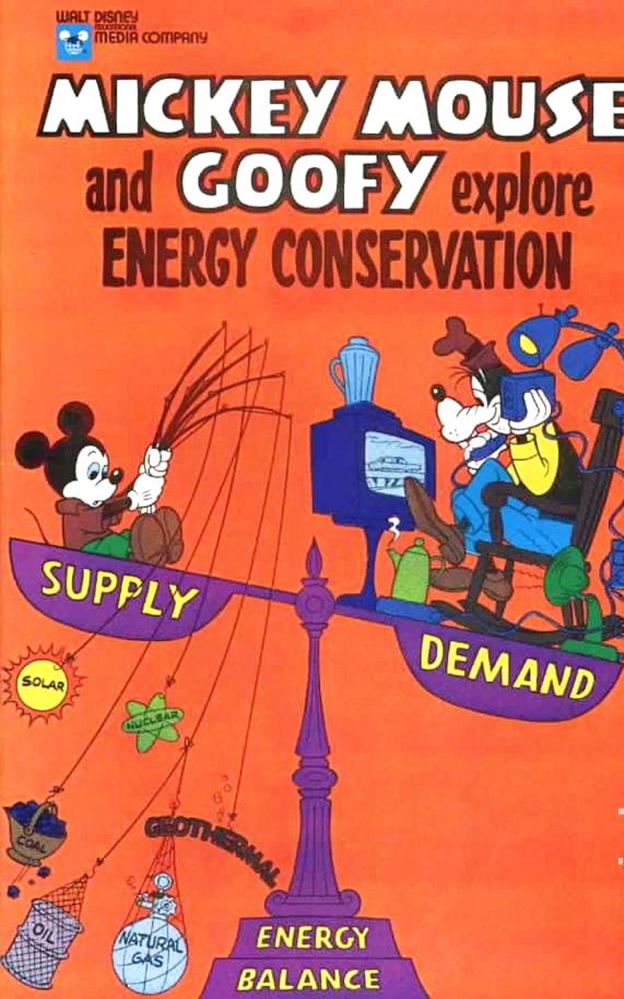 Mickey Mouse And Goofy Explore Energy Conservation Exxon Giveaway (1976-1978)