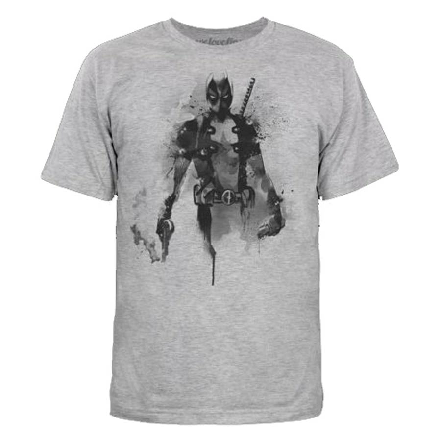 Deadpool Sumi-E Charcoal Mens T-Shirt Large
